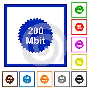 200 mbit guarantee sticker flat framed icons