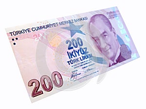 200 TL Lira Turkish money banknote