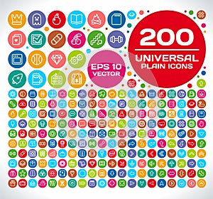 200 Universal Plain Icon Set 2