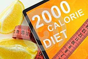 2000 calorie diet on tablet.