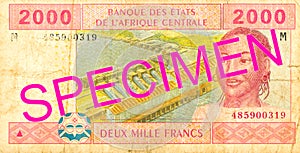 2000 central african CFA franc bank note obverse