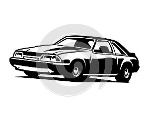 2000 ford mustang car. silhouette vector design. isolated white background view from side.