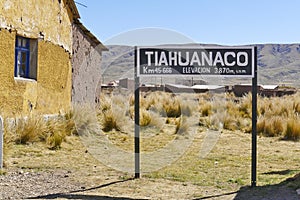 The 2000 year old archway at the Pre-Inca site of Tiwanaku near La Paz in Bolivia.