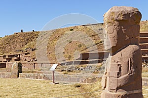 The 2000 year old archway at the Pre-Inca site of Tiwanaku near La Paz in Bolivia.