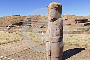 The 2000 year old archway at the Pre-Inca site of Tiwanaku near La Paz in Bolivia.