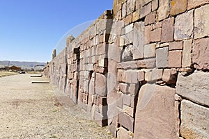 The 2000 year old archway at the Pre-Inca site of Tiwanaku near La Paz in Bolivia.