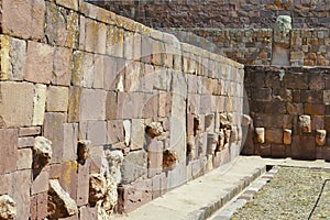 The 2000 year old archway at the Pre-Inca site of Tiwanaku near La Paz in Bolivia.