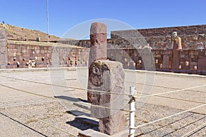 The 2000 year old archway at the Pre-Inca site of Tiwanaku near La Paz in Bolivia.