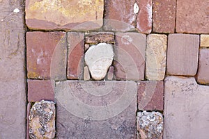 The 2000 year old archway at the Pre-Inca site of Tiwanaku near La Paz in Bolivia.