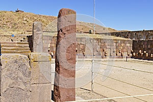 The 2000 year old archway at the Pre-Inca site of Tiwanaku near La Paz in Bolivia.