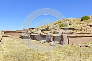 The 2000 year old archway at the Pre-Inca site of Tiwanaku near La Paz in Bolivia.