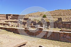 The 2000 year old archway at the Pre-Inca site of Tiwanaku near La Paz in Bolivia.