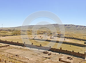 The 2000 year old archway at the Pre-Inca site of Tiwanaku near La Paz in Bolivia.