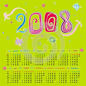 2008 cute calendar