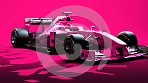 2008 F1 Car With Driver: Pink Race Car On Magenta Background