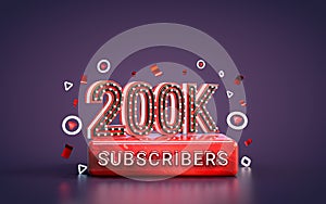 200k subscribers followers celebration banner 3d background