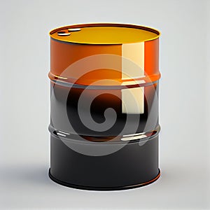 200L Black metal barrel isolated on white background.