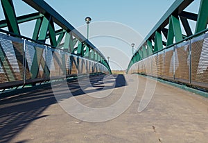 200m Heavy-duty steel foot bridge near Sheffield, England - stock photo