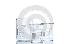 200ml and 80ml measuring beaker for science experiment in laboratory isolated