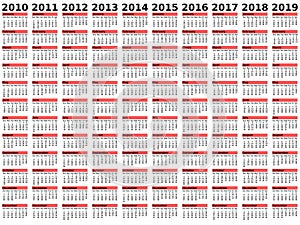 2010-2019 Decade Calendar