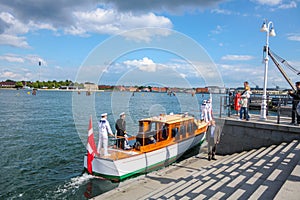 2011/06/21, Copenhagen. The Queen of Denmark Margaret II on a tender with sailors