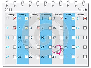 2011 calendar design for march