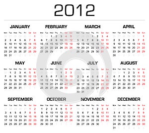 2012 Calender