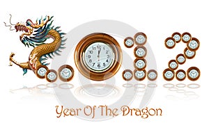 2012 Year of The Dragon on white background.