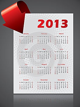 2013 calendar design with bending arrow