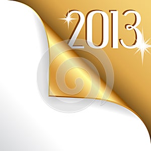 2013 new year with gold curled corner