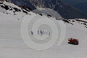 2014 07 Mount Elbrus, Russia: Karate athletes conduct training on the slope of Mount Elbrus