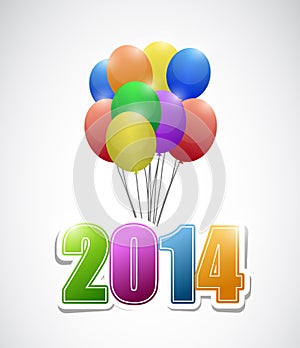 2014 balloons colorful card illustration design