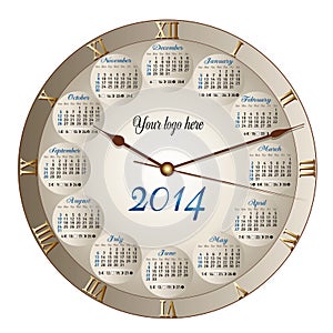 2014 classic clock calendar