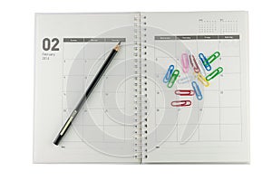 2014 February organizer with pencil & clips.