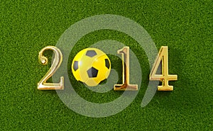 2014 message make of metal numbers and football soccer ball on g