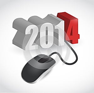 2014 sign connected to mouse illustration design