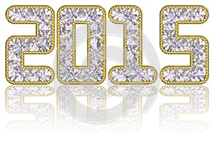 2015 digits composed of gems in golden rim