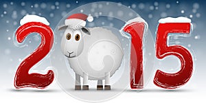 2015 Happy New Year background with sheep.
