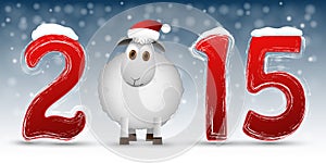2015 Happy New Year background with sheep.