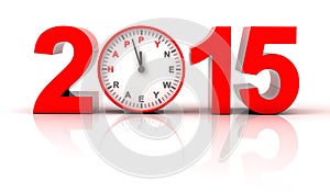 2015 happy new year with clock ticking