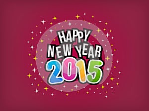 2015 Happy New Year colorful background.