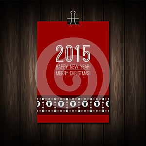 2015 label with Merry Christmas and Happy New Year