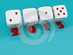 2015 Merry Christmas and Happy New Year ,3d render of a white dice on