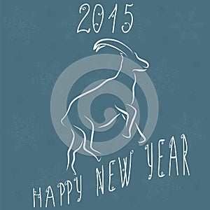 2015 new year card with goat. Happy new year