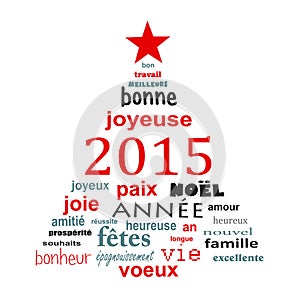 2015 new year french text word cloud greeting card