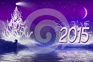2015 New Year greeting banner background landscape