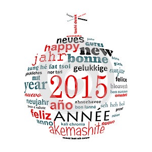 2015 new year multilingual text word cloud greeting card