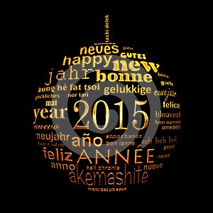 2015 new year multilingual text word cloud greeting card