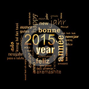 2015 new year multilingual text word cloud greeting card