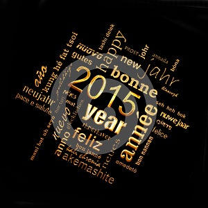 2015 new year multilingual text word cloud greeting card